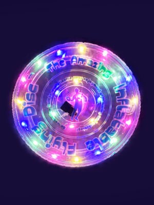 Sparkling Swirl - 12-in inflatable flying disc with blue and white printing and multicolor LED 💫 Sparkling Swirl - 12-inch multicolor LED flying disc in serene blue and white