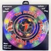 Retail packaging for single 12-inch LED flying disc with red and white printing