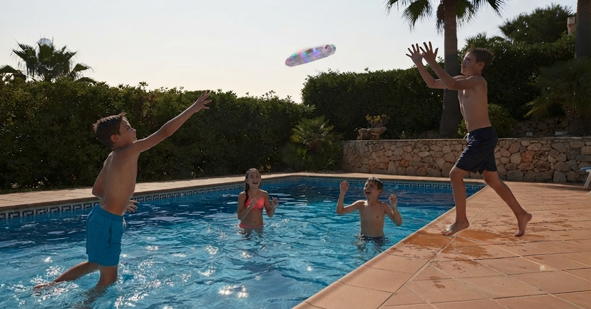 Sparkling Swirl - 12-inch multicolor LED flying disc for serene evening play
